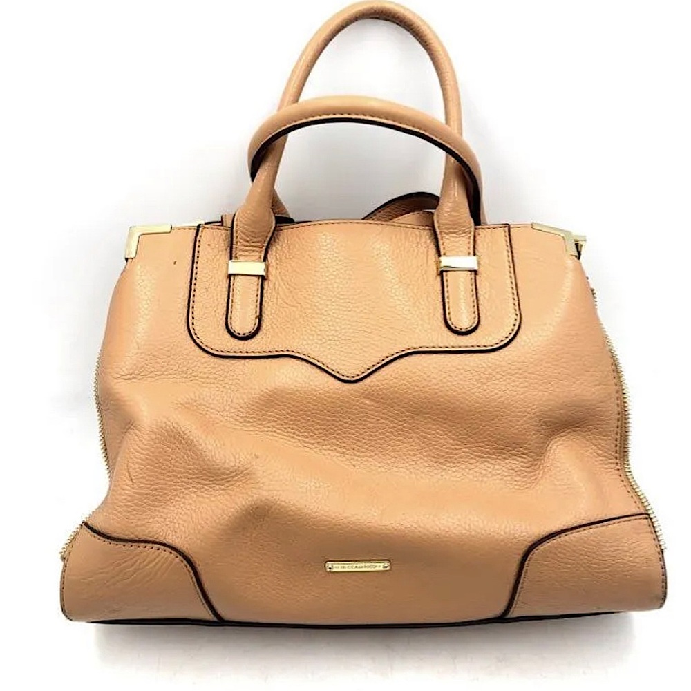 Rebecca Minkoff Peach Tan Pebbled Leather Satchel Bag Purse 🌺🌺